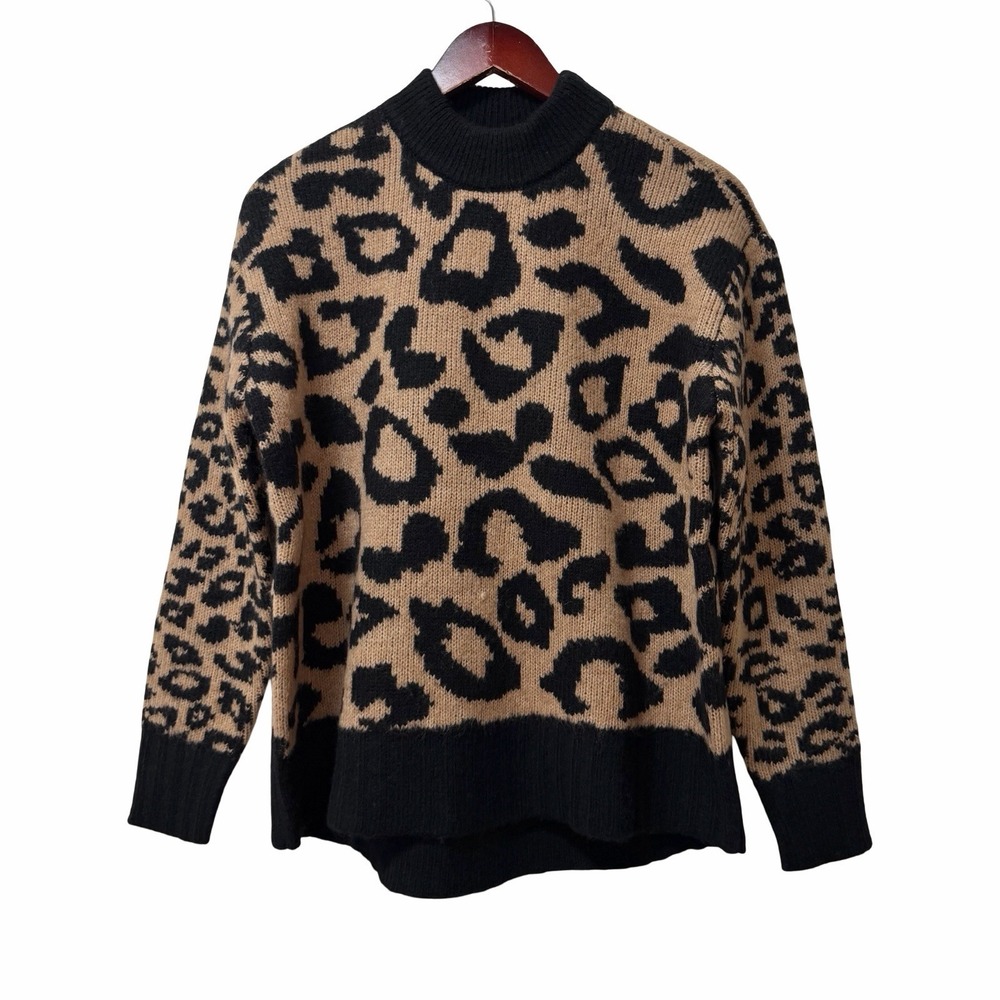 Tuckernuck Womens Siri Wool Blend Pullover Sweater Size S Leopard Print Luxe NEW